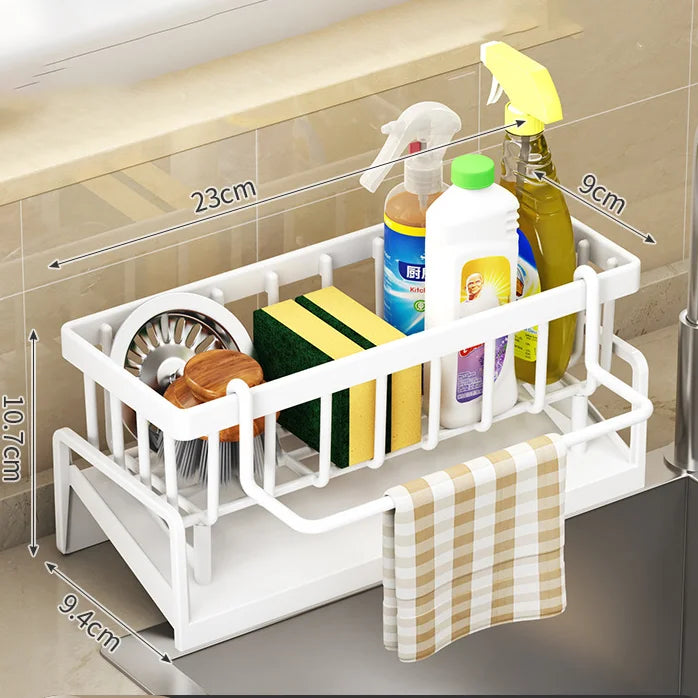 No-Drill Kitchen Sink Rack with Drainage Shelf white by HitMyNeed
