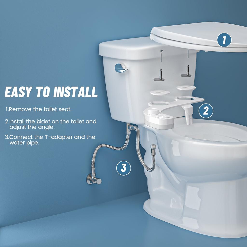 Non-Electric Dual Nozzle Self-Cleaning Bidet Attachment by HitMyNeed