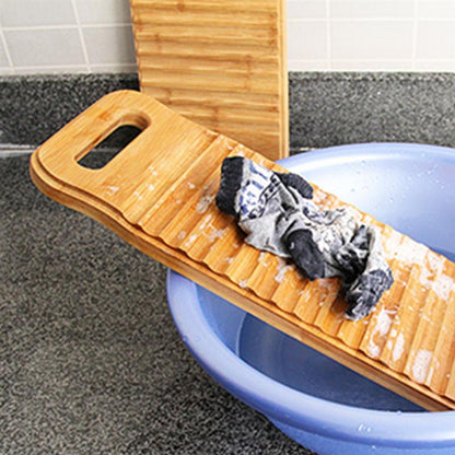 Non-Slip Corrugated Wooden Washboard 40 x 15 cm by HitMyNeed