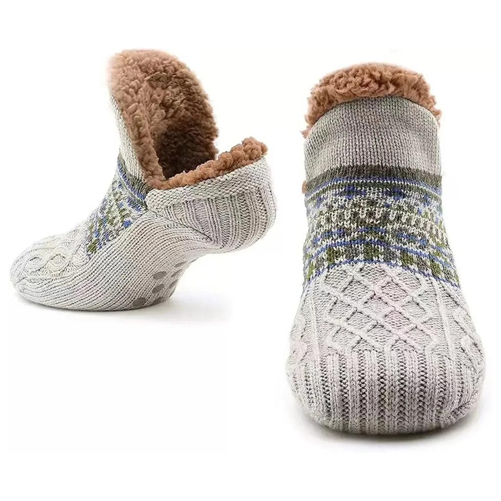 Non-Slip Fleece Floor Socks for Fall & Winter grey 35-3924cm by HitMyNeed
