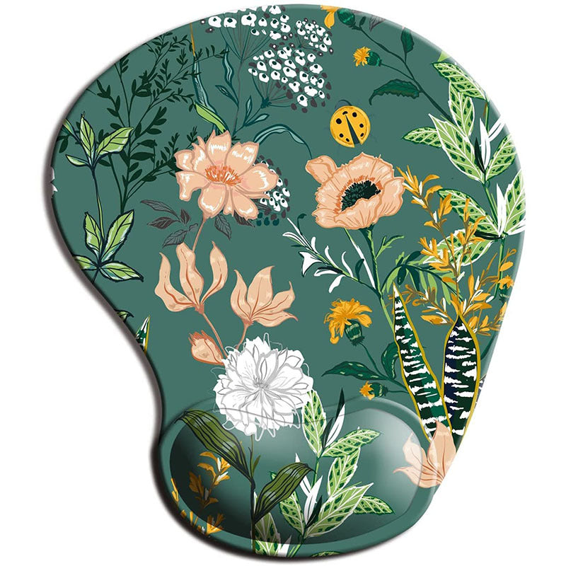 Non Slip Floral Mousepad with Ergonomic Wrist Rest by HitMyNeed