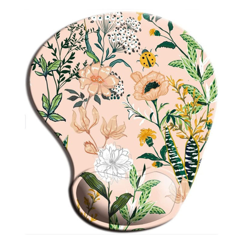 Non Slip Floral Mousepad with Ergonomic Wrist Rest by HitMyNeed