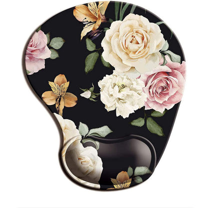 Non Slip Floral Mousepad with Ergonomic Wrist Rest h by HitMyNeed