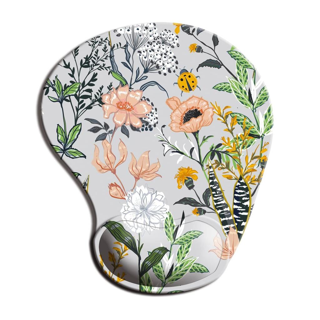 Non Slip Floral Mousepad with Ergonomic Wrist Rest k by HitMyNeed