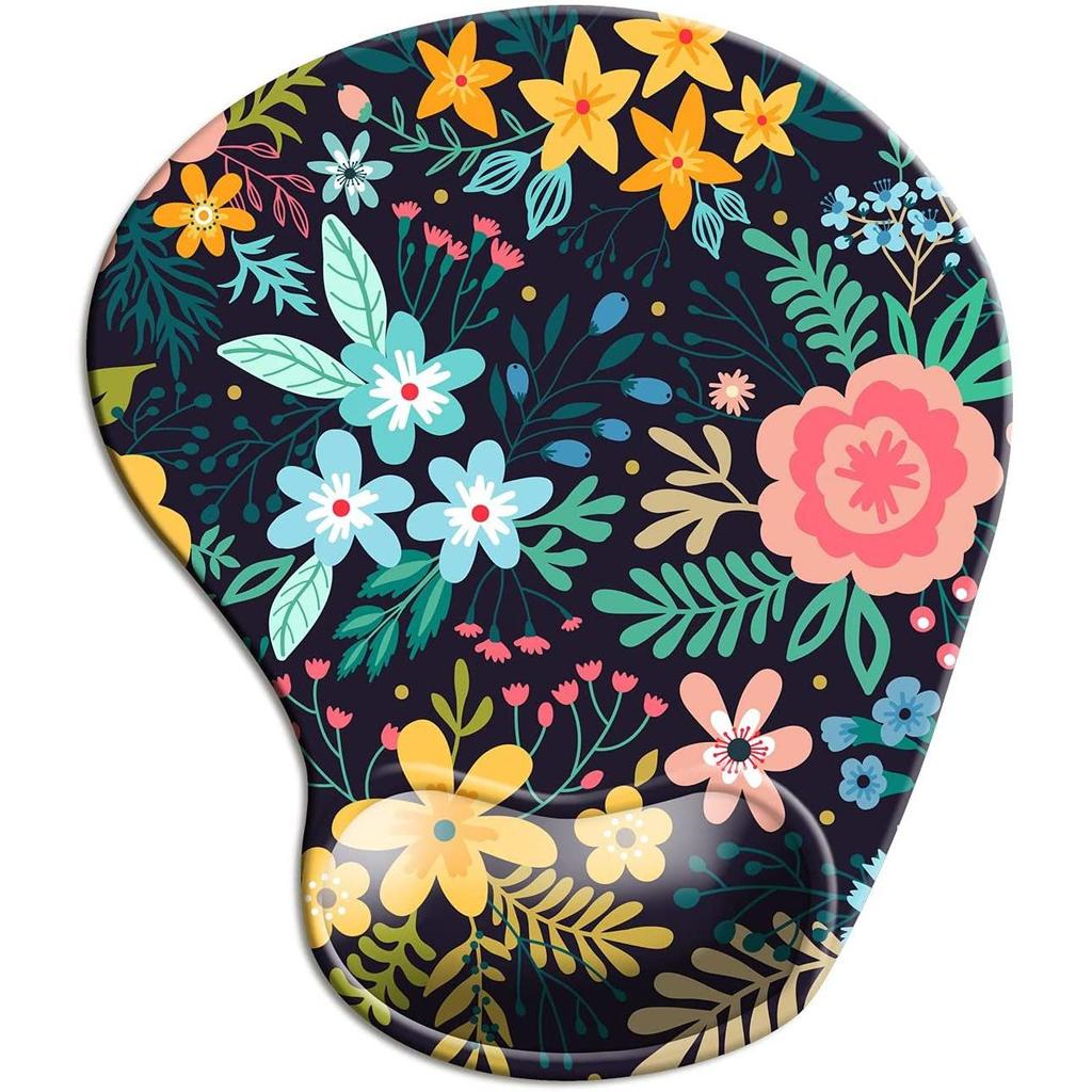 Non Slip Floral Mousepad with Ergonomic Wrist Rest m by HitMyNeed