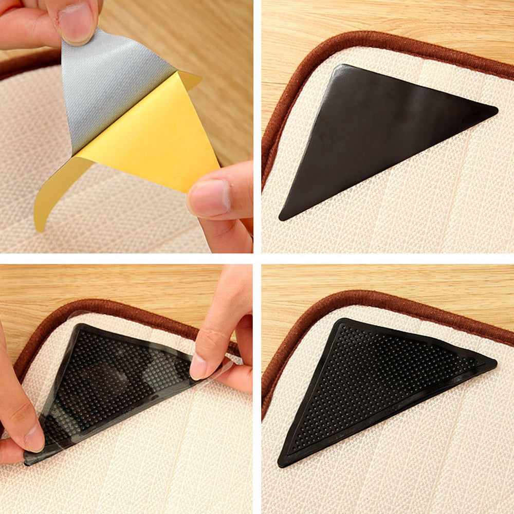 Non Slip Reusable Rug Pad Corner Grippers 4-Pack by HitMyNeed