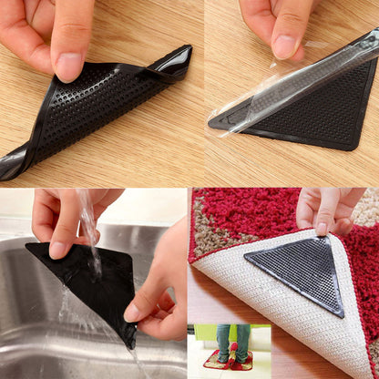 Non Slip Reusable Rug Pad Corner Grippers 4-Pack by HitMyNeed