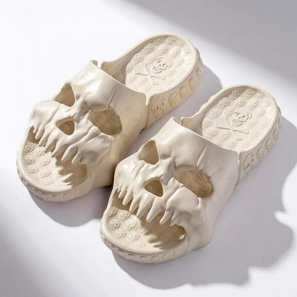 Non Slip Skull Slippers for Indoor & Beach Wear khaki 40-41 by HitMyNeed