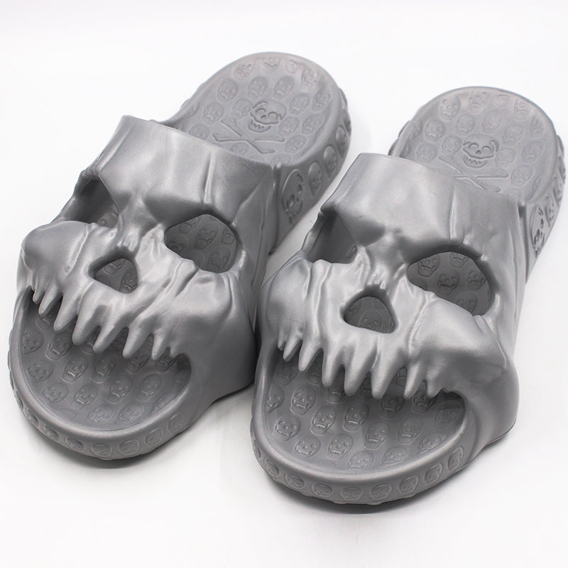 Non Slip Skull Slippers for Indoor & Beach Wear light-gray 46-47 by HitMyNeed