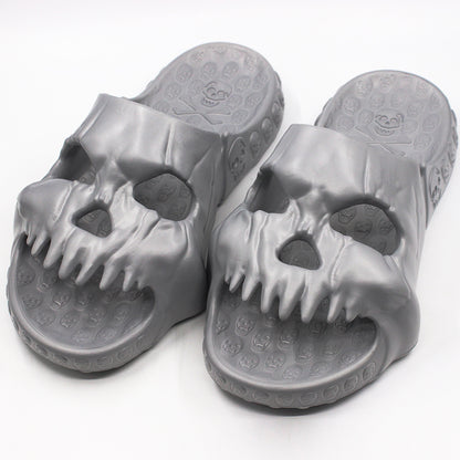 Non Slip Skull Slippers for Indoor & Beach Wear light-gray 46-47 by HitMyNeed