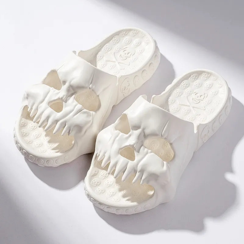 Non Slip Skull Slippers for Indoor & Beach Wear white 36-37 by HitMyNeed