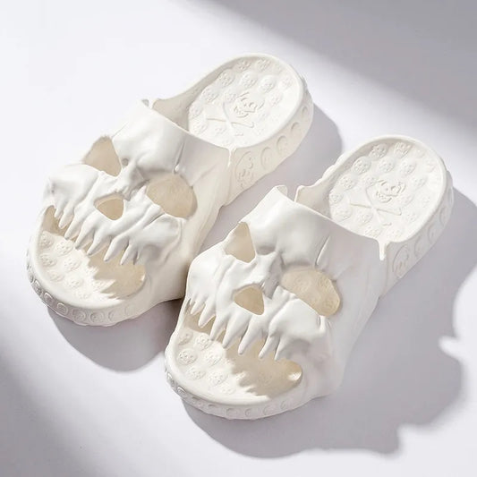 Non Slip Skull Slippers for Indoor & Beach Wear white 36-37 by HitMyNeed