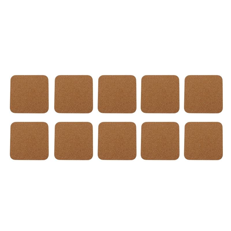 Non-Slip Square Cork Coasters Set (10 Pack) by HitMyNeed