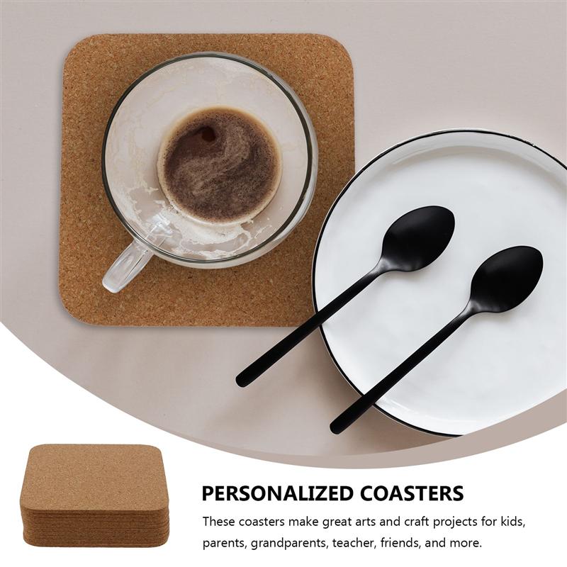 Non-Slip Square Cork Coasters Set (10 Pack) by HitMyNeed