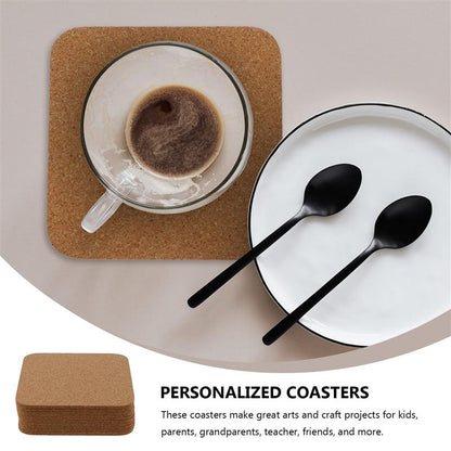Non-Slip Square Cork Coasters Set (10 Pack) by HitMyNeed