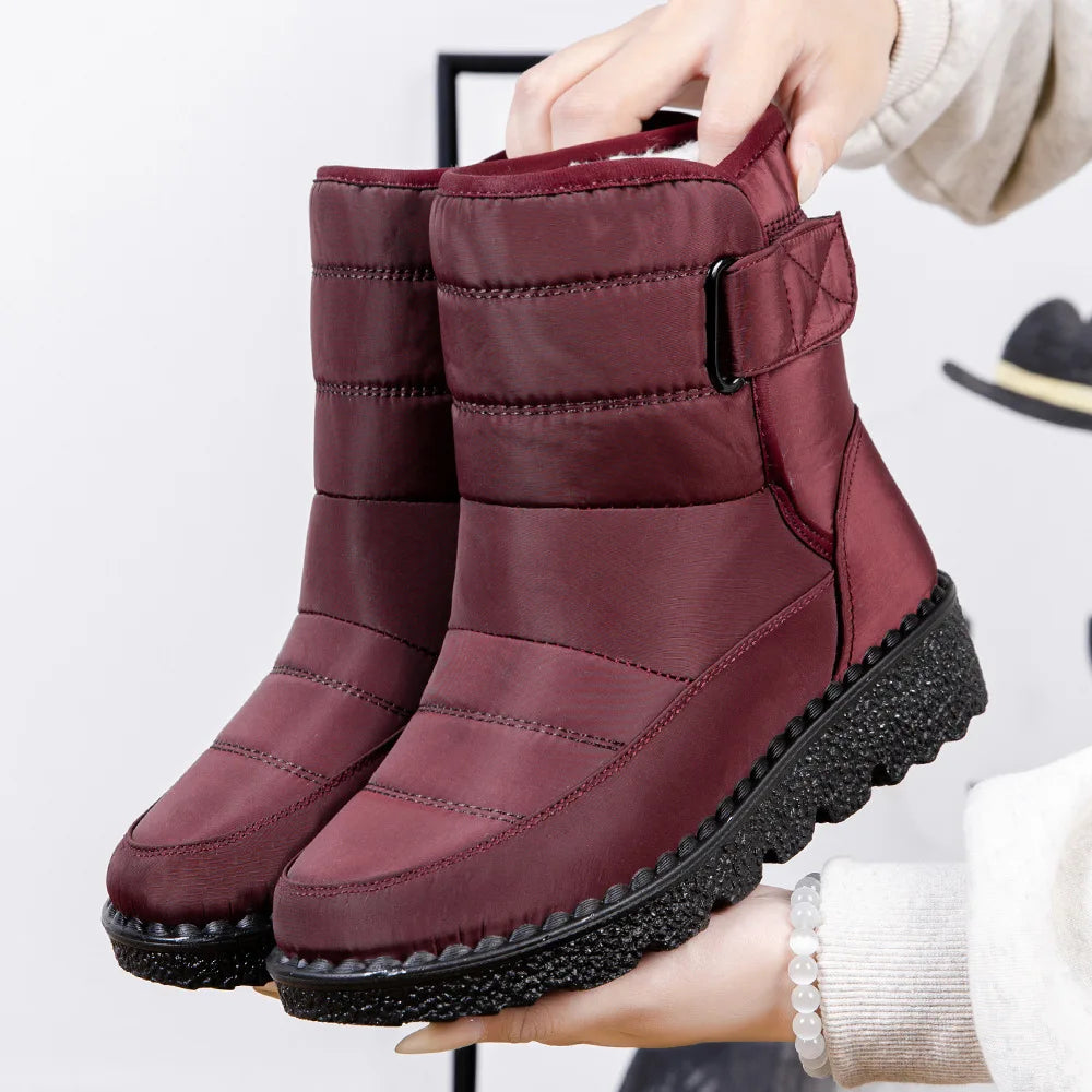 Non-Slip Waterproof Women's Winter Snow Boots red 35.0 by HitMyNeed