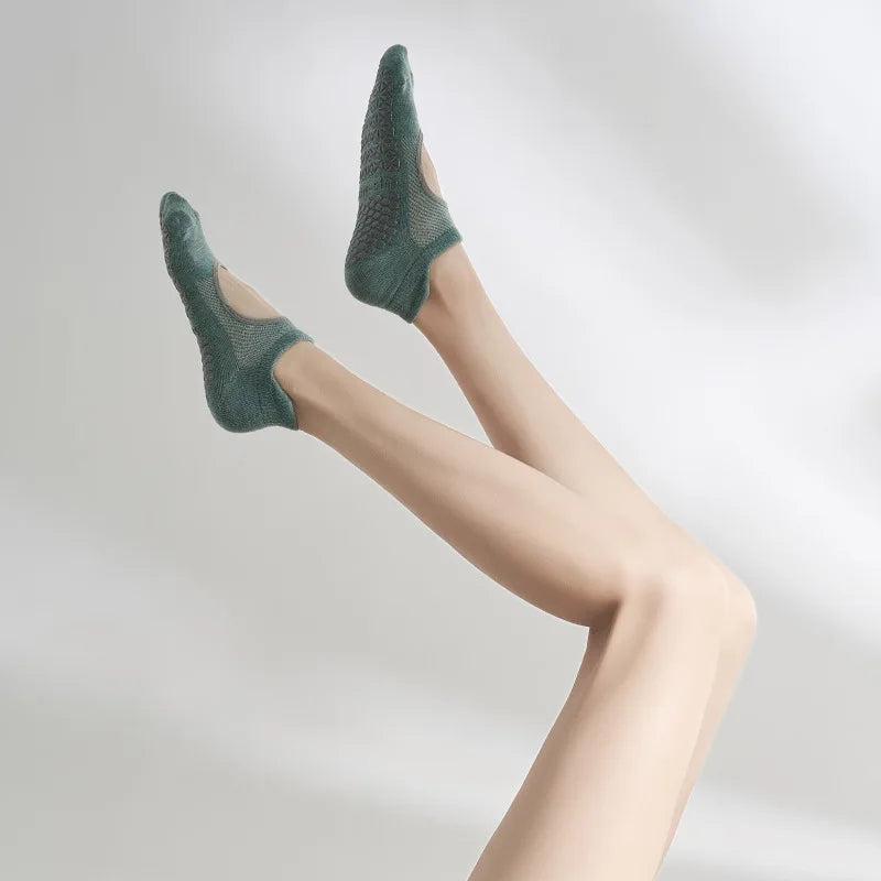 Non-Slip Women's Yoga Socks with Grip Sole dark-green by HitMyNeed