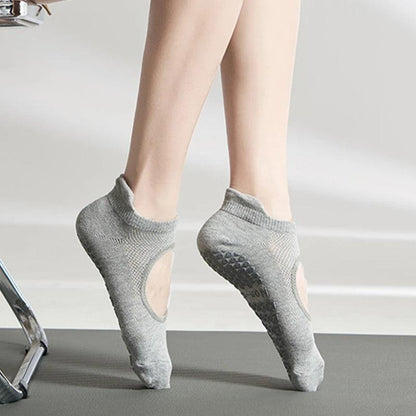 Non-Slip Women's Yoga Socks with Grip Sole gray by HitMyNeed