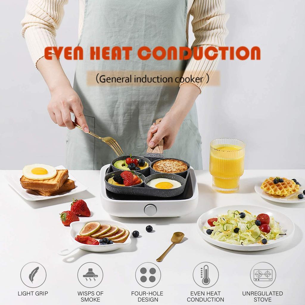 Non Stick 4 Hole Induction Pancake & Egg Pan by HitMyNeed