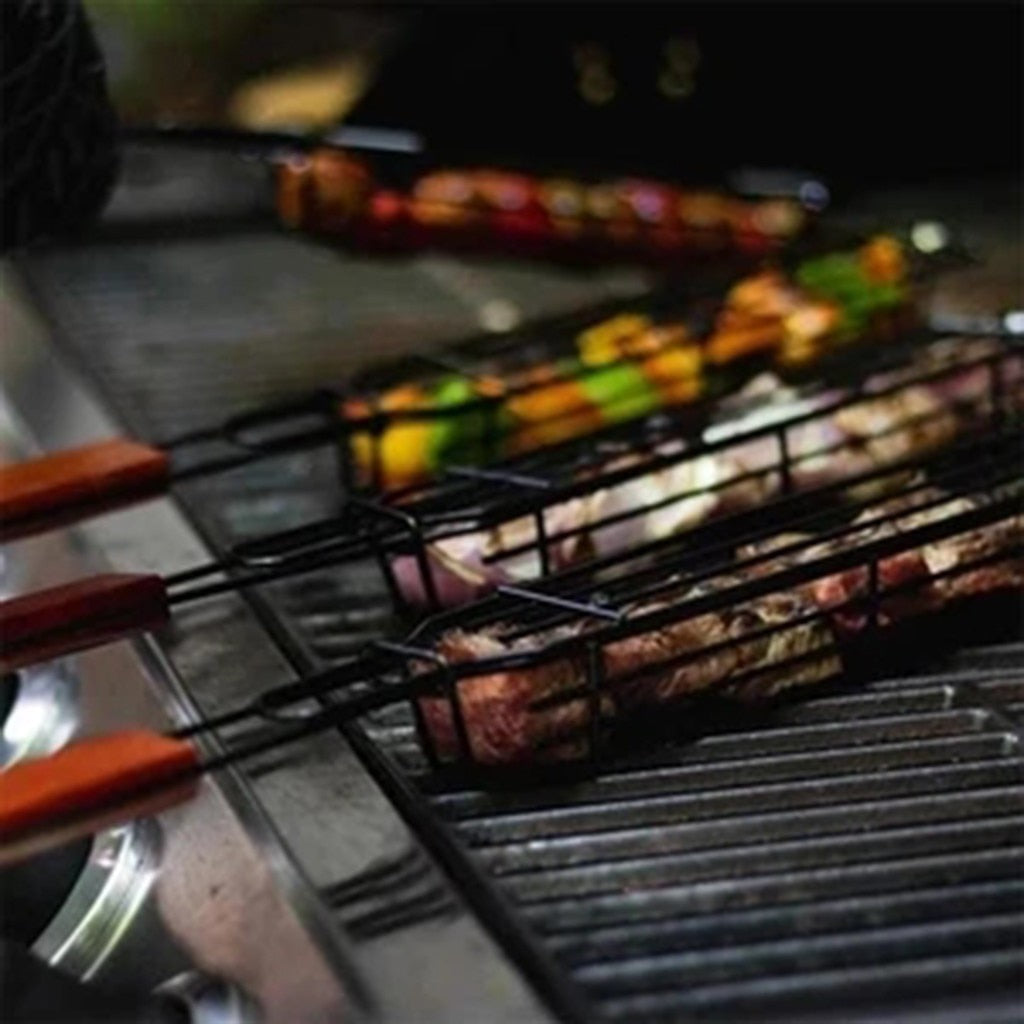 Non-Stick BBQ Basket with Rosewood Handle by HitMyNeed