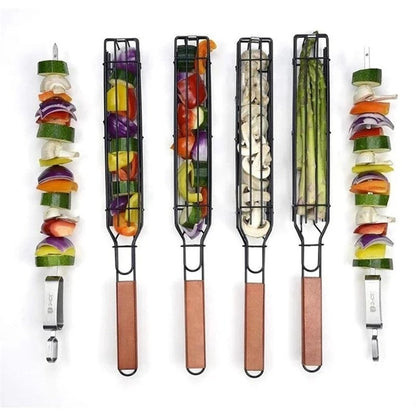 Non-Stick BBQ Basket with Rosewood Handle by HitMyNeed