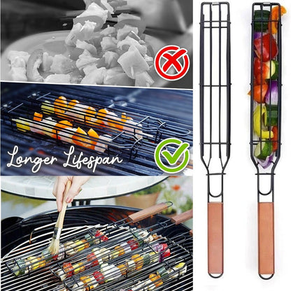 Non-Stick BBQ Basket with Rosewood Handle by HitMyNeed