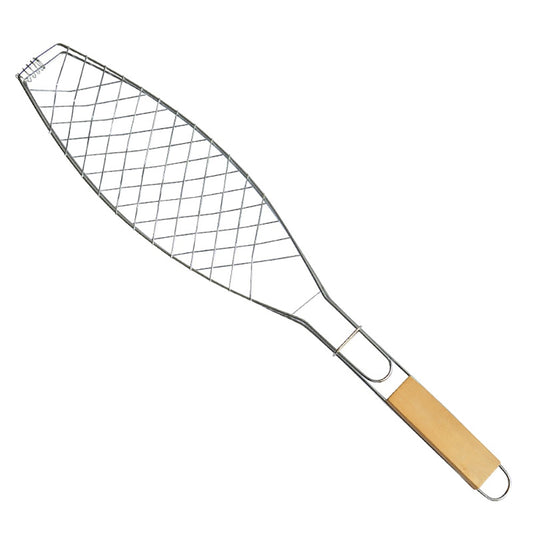 Non Stick Fish Grill Basket with Wooden Handle by HitMyNeed