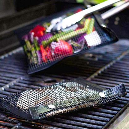 Non-Stick Grill Bag and Mesh Grill Mat Set by HitMyNeed