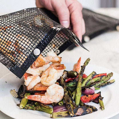 Non-Stick Grill Bag and Mesh Grill Mat Set by HitMyNeed