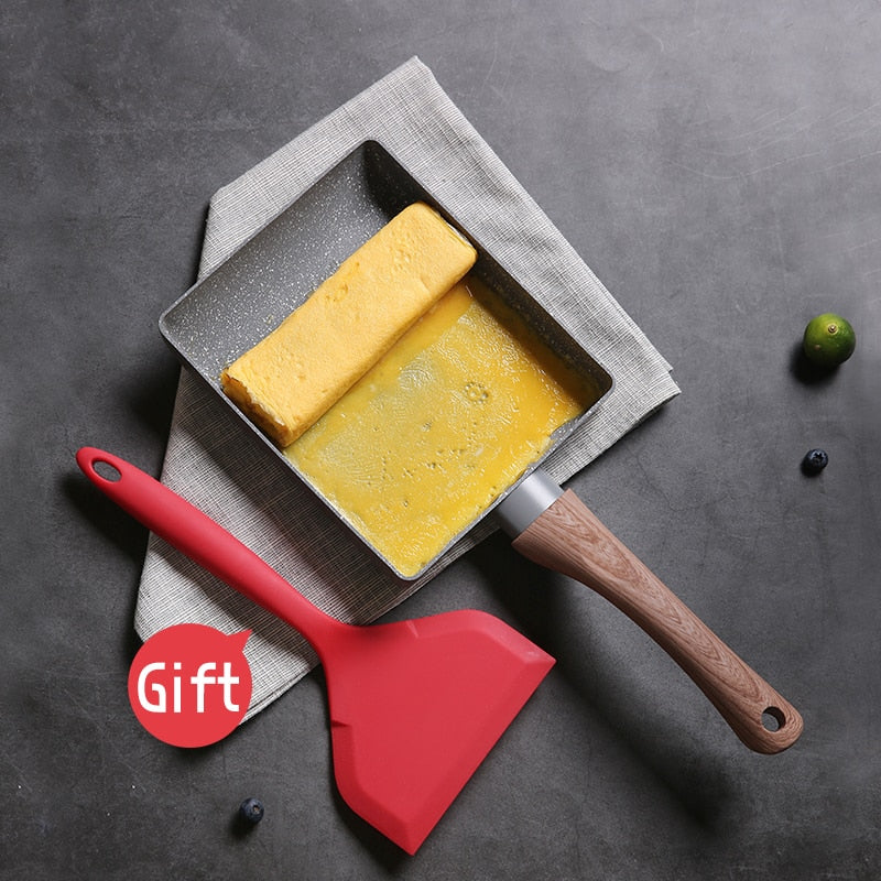 Non Stick Japanese Tamagoyaki Pan with Spatula Set by HitMyNeed
