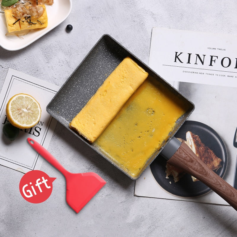 Non Stick Japanese Tamagoyaki Pan with Spatula Set by HitMyNeed