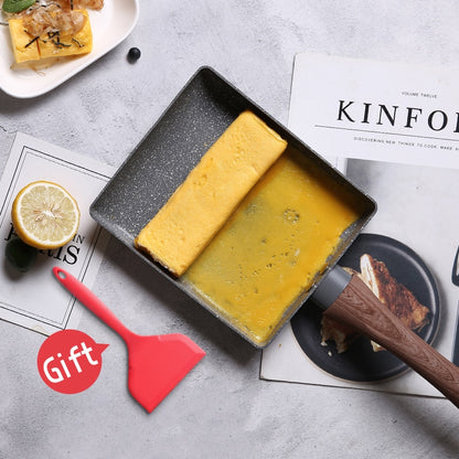 Non Stick Japanese Tamagoyaki Pan with Spatula Set by HitMyNeed