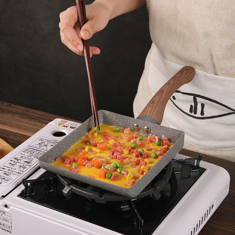 Non Stick Japanese Tamagoyaki Pan with Spatula Set by HitMyNeed