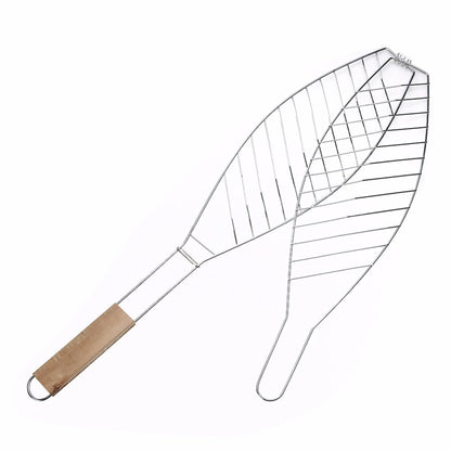 Non Stick Mesh BBQ Fish Griller with Wooden Handle by HitMyNeed