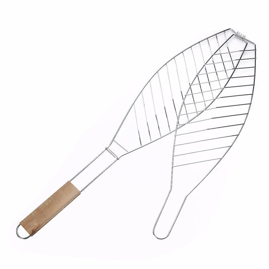 Non Stick Mesh BBQ Fish Griller with Wooden Handle by HitMyNeed