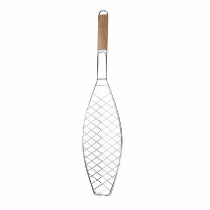 Non Stick Mesh BBQ Fish Griller with Wooden Handle by HitMyNeed