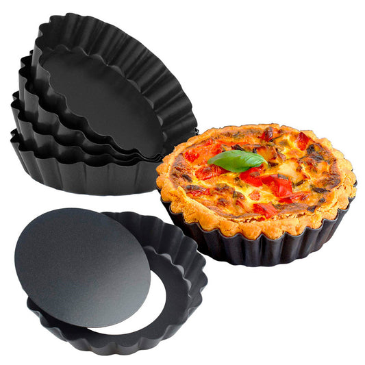 Non-Stick Metal Tart Pans with Removable Base, 6-Pack by HitMyNeed