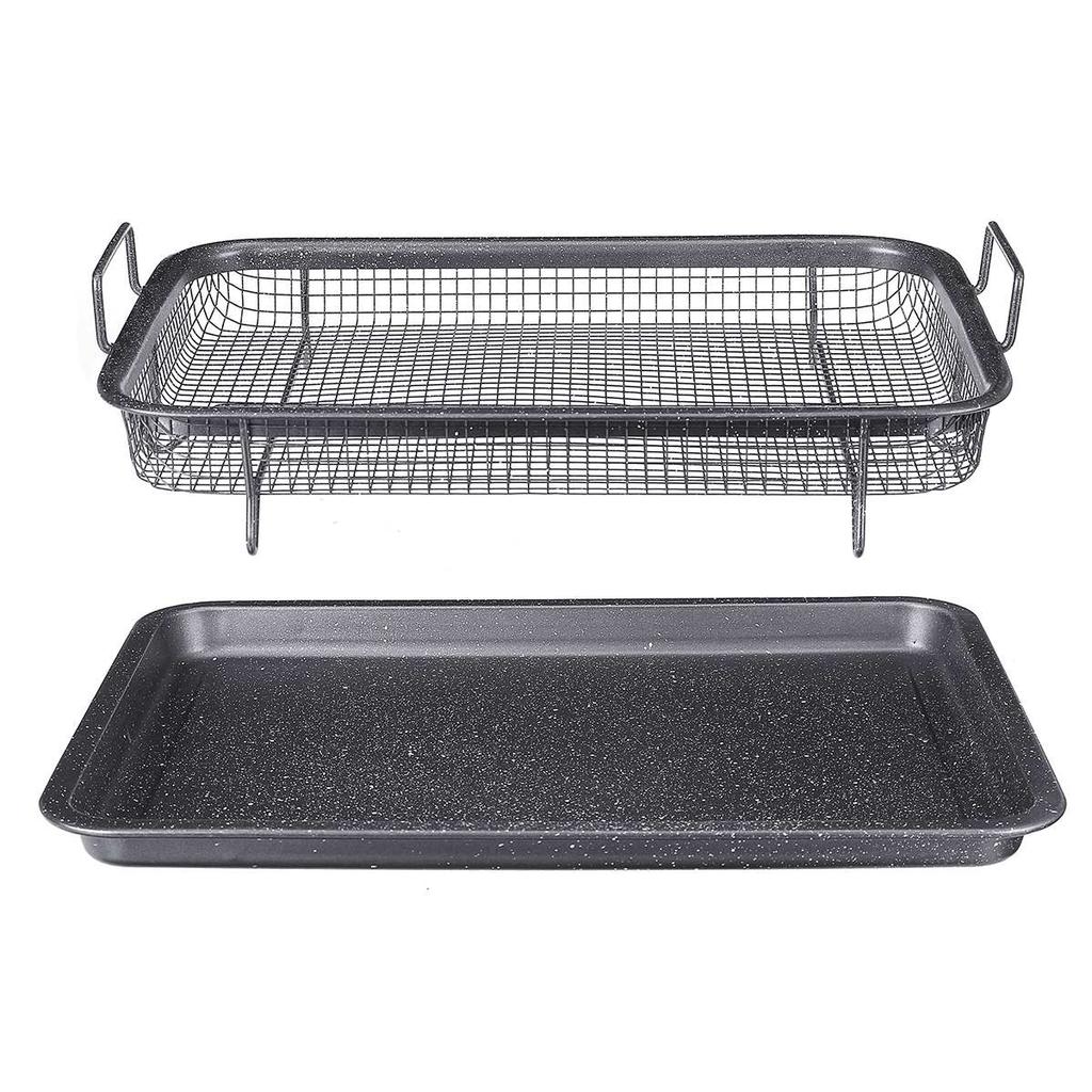 Non Stick Oven Mesh Tray with Drip Pan Set by HitMyNeed