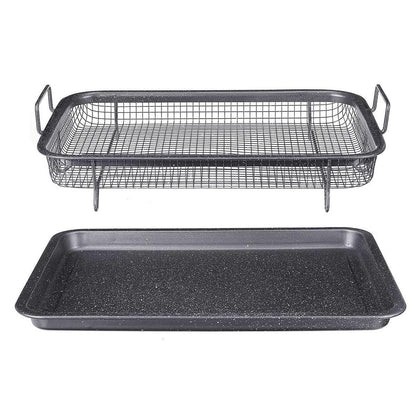 Non Stick Oven Mesh Tray with Drip Pan Set by HitMyNeed
