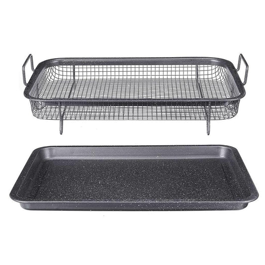 Non Stick Oven Mesh Tray with Drip Pan Set by HitMyNeed