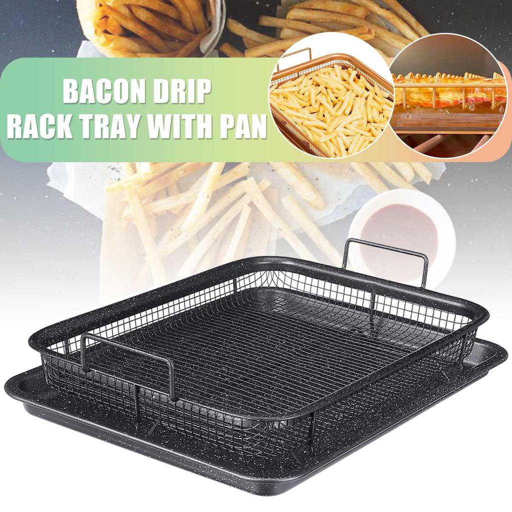 Non Stick Oven Mesh Tray with Drip Pan Set by HitMyNeed