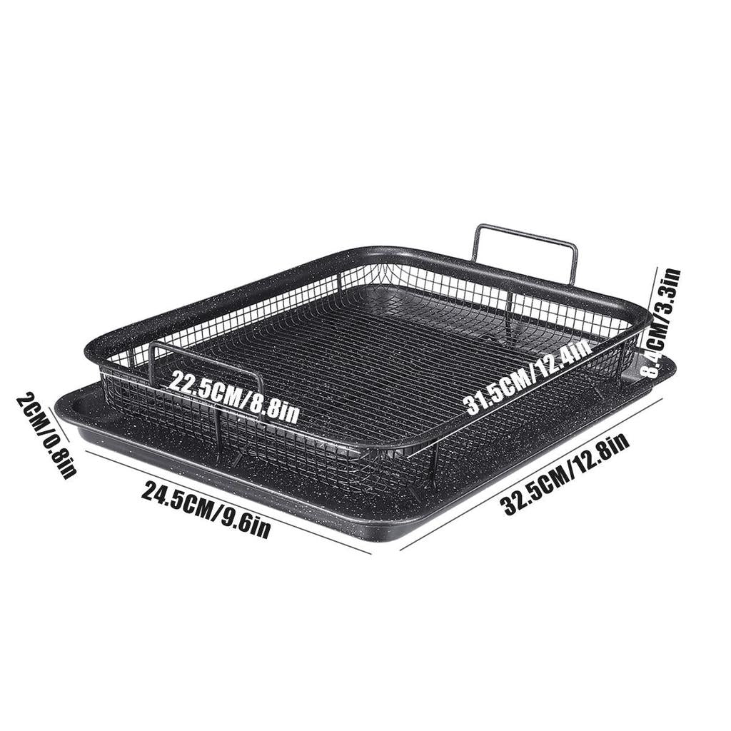 Non Stick Oven Mesh Tray with Drip Pan Set by HitMyNeed