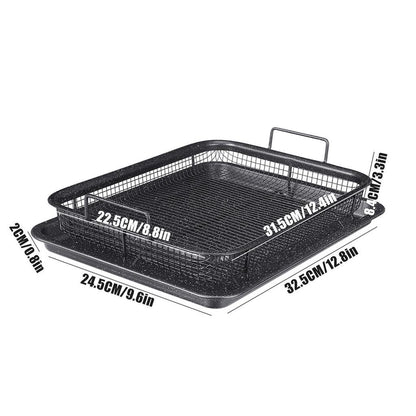 Non Stick Oven Mesh Tray with Drip Pan Set by HitMyNeed