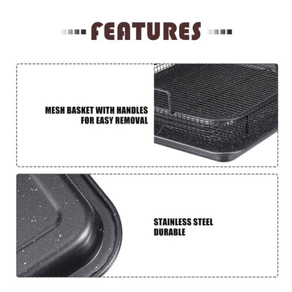 Non Stick Oven Mesh Tray with Drip Pan Set by HitMyNeed