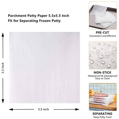 Non Stick Patty Paper Squares 5.5" (100 Pack) by HitMyNeed