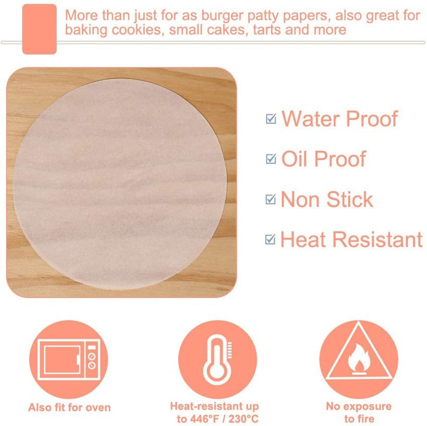 Non-Stick Round Burger Paper Sheets (100 Pack) by HitMyNeed