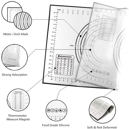 Non Stick Silicone Dough Mat with Measurements by HitMyNeed