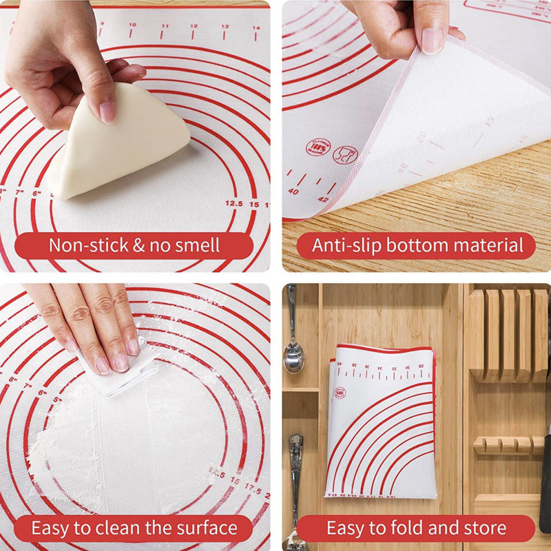 Non Stick Silicone Dough Mat with Measurements by HitMyNeed