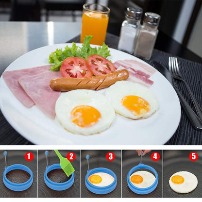Non Stick Silicone Pancake & Egg Rings (4 Pack) by HitMyNeed