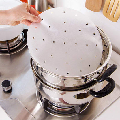 Non-Stick Steamer Paper Sheets 7" (100 Pack) by HitMyNeed